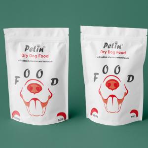 طراحی گرافیک بسته بندی غذای خشک سگ پتین